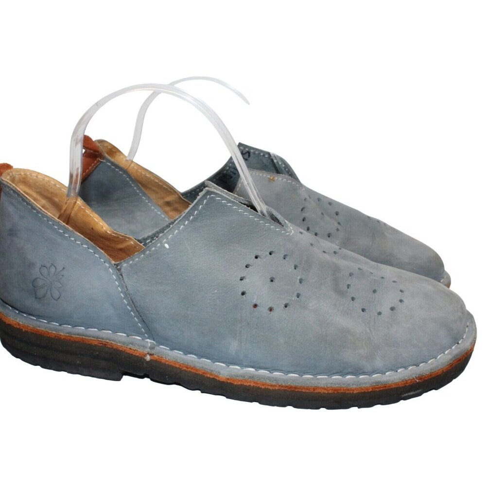 Turkish Size EU 41 US 10.5 Blue Suede Leather Handmade Loafer Slip On Shoes - Picture 5 of 12
